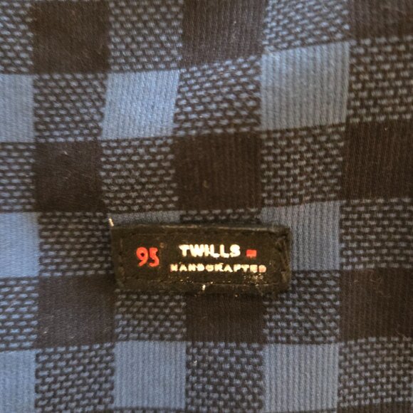 Twills United Button Up L/S Shirt Mens 4XL Blue Black Check Cotton India Made - Picture 6 of 10